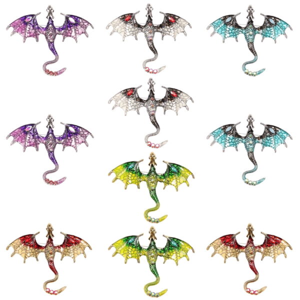 10Pcs Dragon Charms 3D Metal Pendant Set