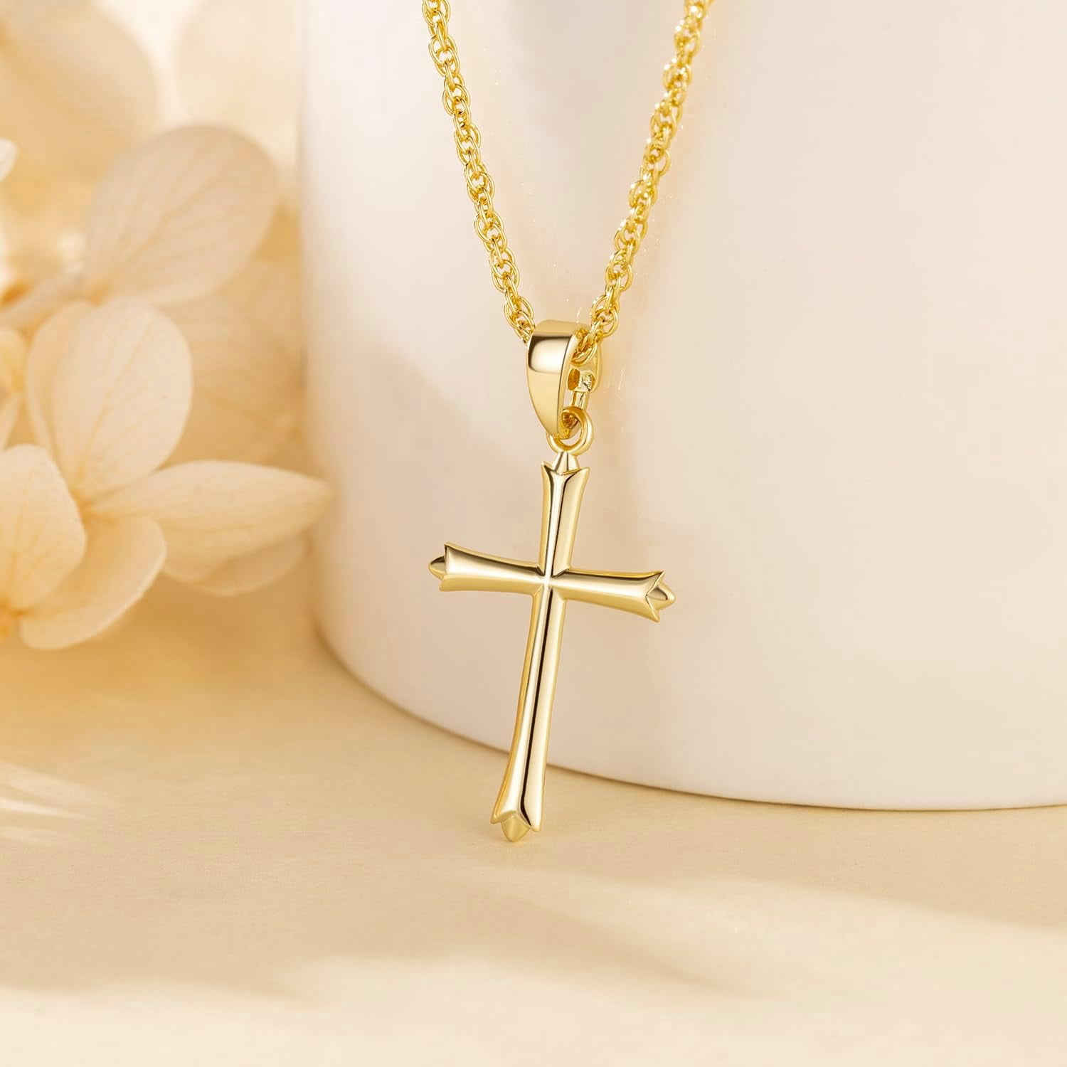 14k Gold Cross Necklace for Women Classic 14K Dainty Gold Chain Cross Pendant Necklaces for Womens Faith Jewelry Christian Gifts Gold Jewelry Graduation Birthday Gifts for Women Her Mom - Image 5
