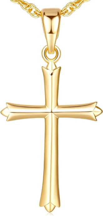 14k Gold Cross Necklace for Women Classic 14K Dainty Gold Chain Cross Pendant Necklaces for Womens Faith Jewelry Christian Gifts Gold Jewelry Graduation Birthday Gifts for Women Her Mom