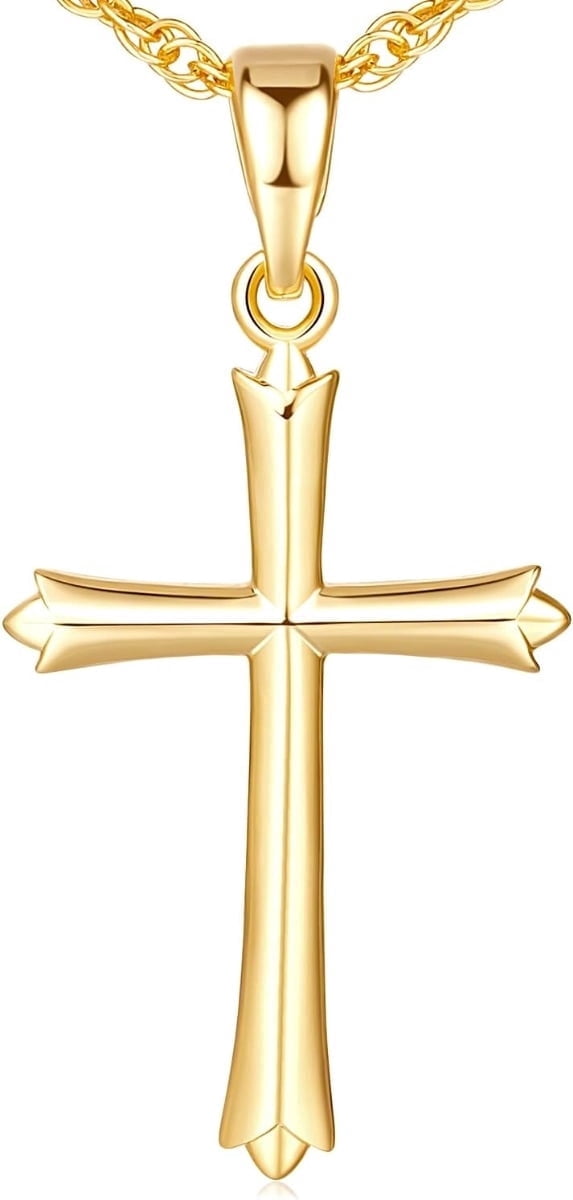 14k Gold Cross Necklace for Women Classic 14K Dainty Gold Chain Cross Pendant Necklaces for Womens Faith Jewelry Christian Gifts Gold Jewelry Graduation Birthday Gifts for Women Her Mom