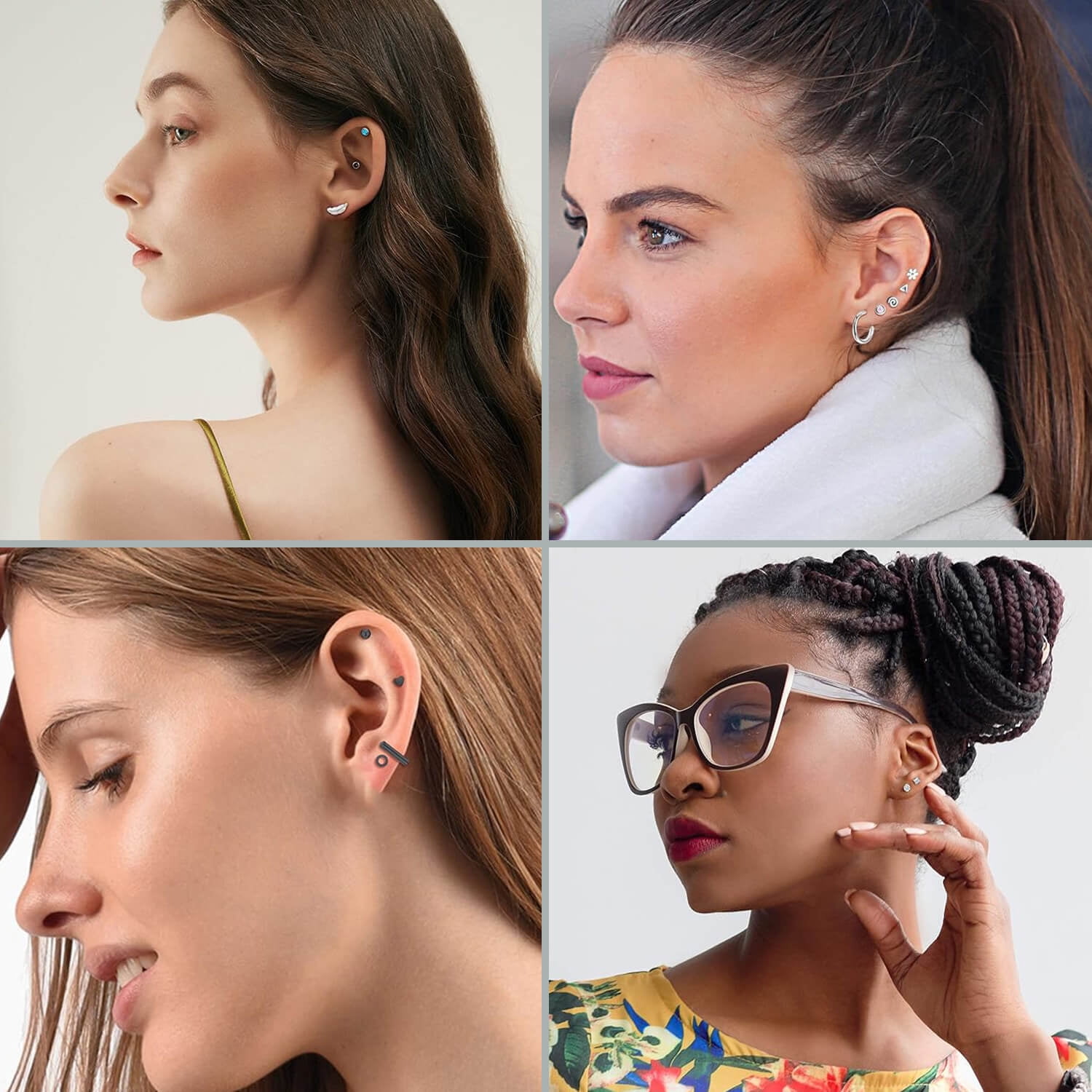 18 Pairs Adults Stainless Steel Stud Earrings Set for Women Men 20G Adult Cartilage Earrings Hypoallergenic Flatback Earrings Piercing Jewelry(Silver) - Image 3