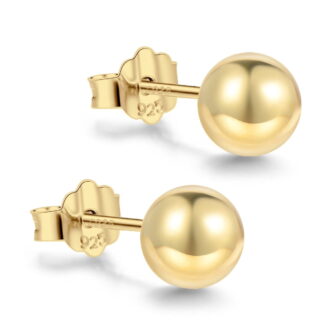 18K Gold Plated Sterling Silver Ball Stud Earrings, 5mm, Hypoallergenic Jewelry