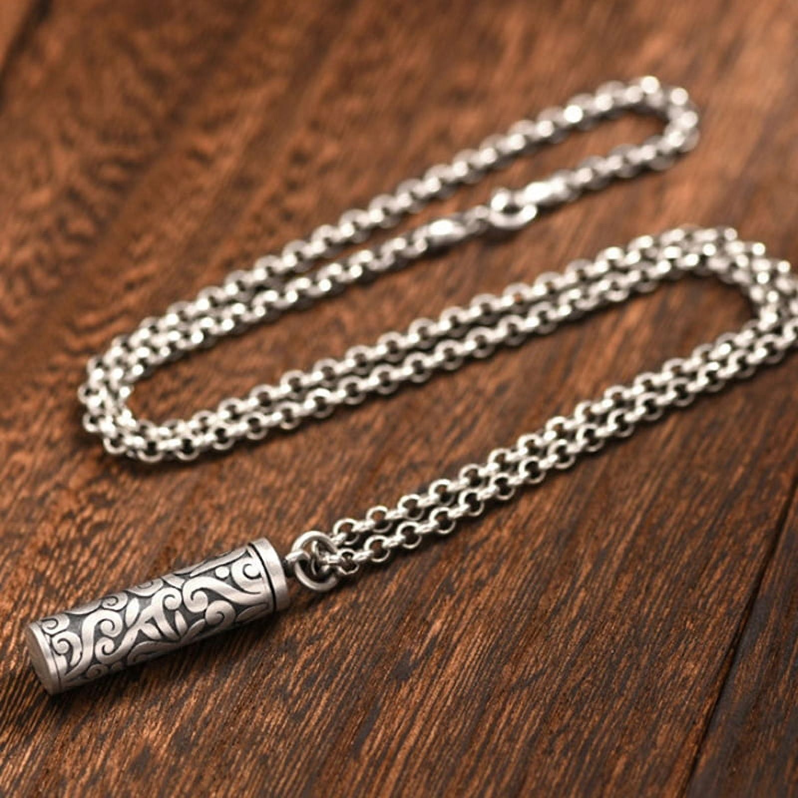 1PC Stainless Steel Pill Case Holder Pill Box Cylinder Urn Pendant Memorial Necklace Jewelry - Image 4