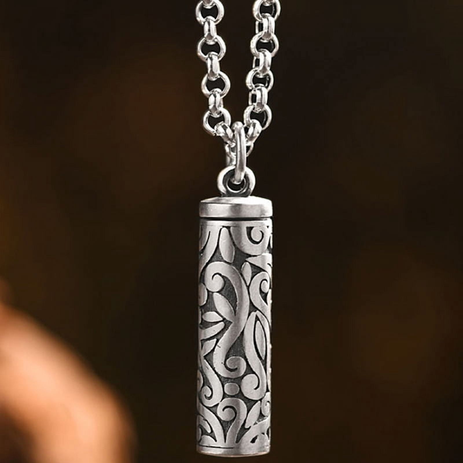 1PC Stainless Steel Pill Case Holder Pill Box Cylinder Urn Pendant Memorial Necklace Jewelry - Image 3