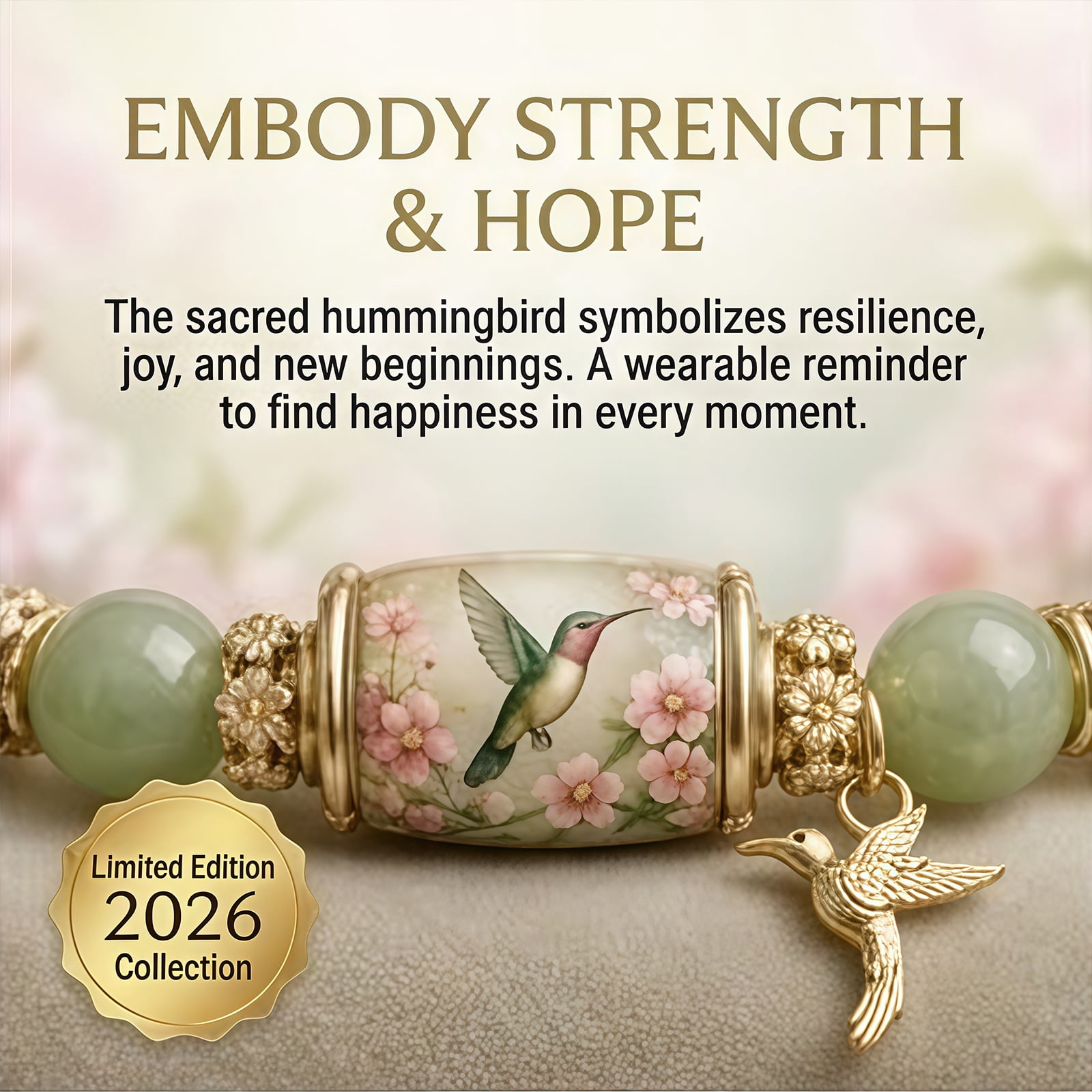2026 Limited Edition Hummingbird Strength Bracelet with Box, Inspirational Bluebird Beaded Jewelry for Women, Spring Blessings(Green Hummingbird) - Image 2