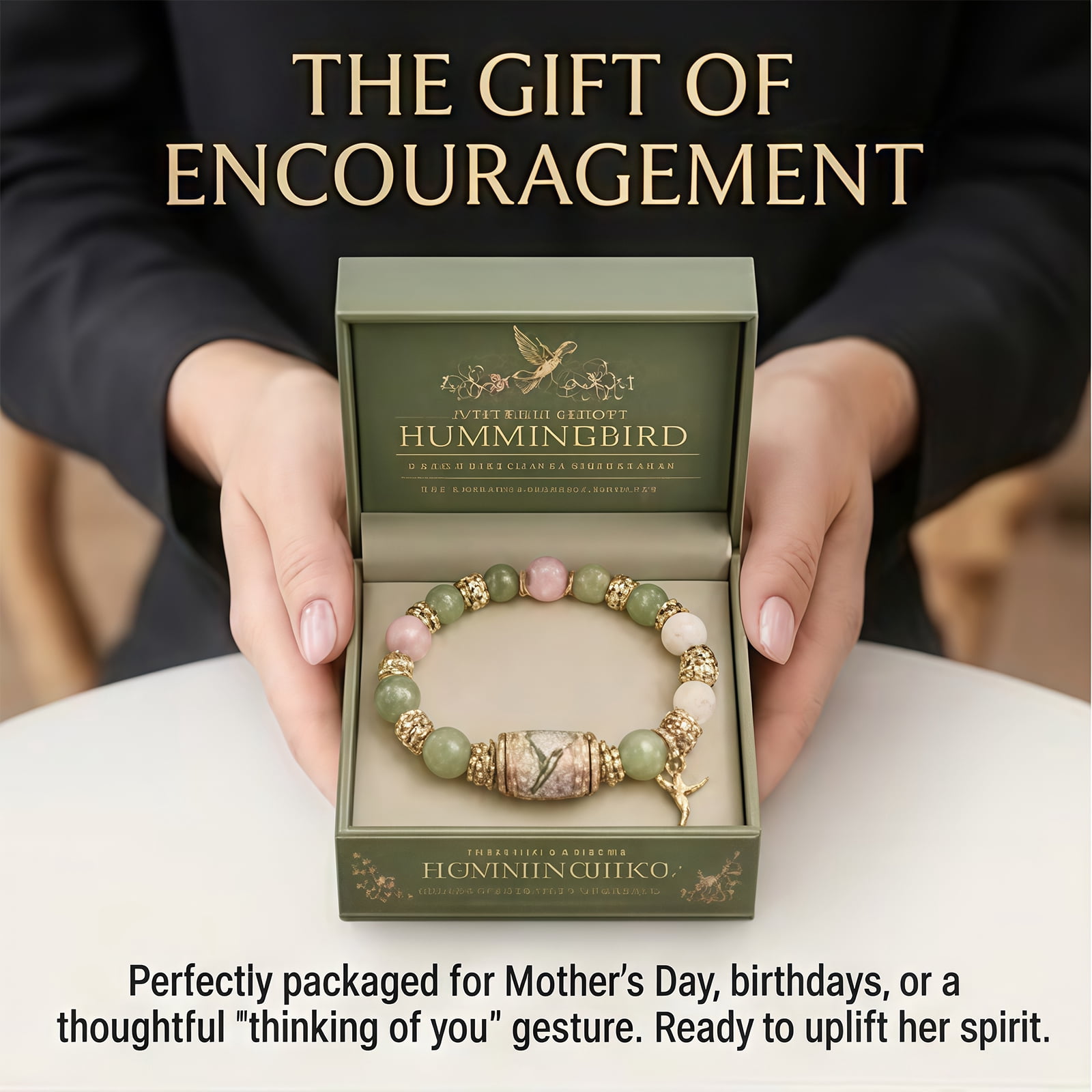 2026 Limited Edition Hummingbird Strength Bracelet with Box, Inspirational Bluebird Beaded Jewelry for Women, Spring Blessings(Green Hummingbird) - Image 5