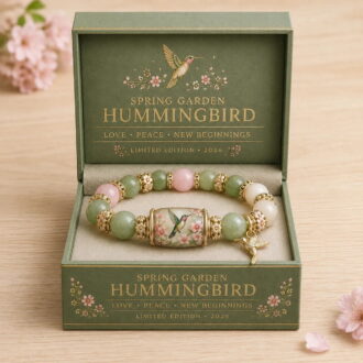 2026 Limited Edition Hummingbird Strength Bracelet with Box, Inspirational Bluebird Beaded Jewelry for Women, Spring Blessings(Green Hummingbird)