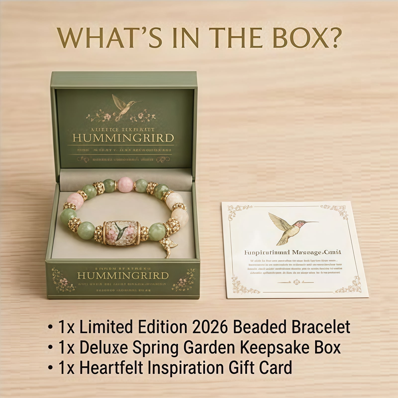 2026 Limited Edition Hummingbird Strength Bracelet with Box, Inspirational Bluebird Beaded Jewelry for Women, Spring Blessings(Green Hummingbird) - Image 4