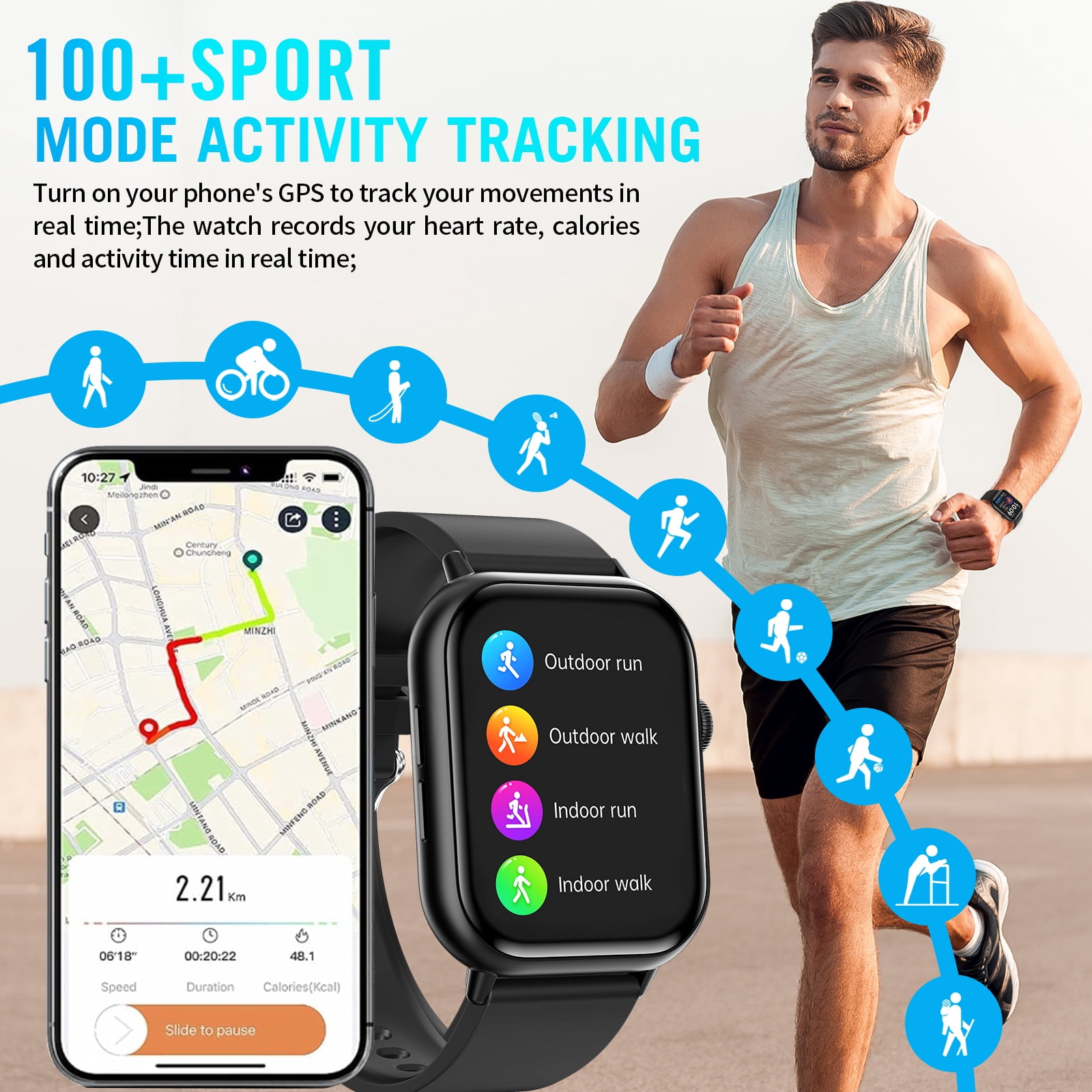 2026 New Smart Watch, 2.01'' HD Screen Smartwatch for Men Women, Answer/Make/Message, 100+ Sports Modes, IP67 Waterproof Compatible with Android and Iphone - Image 4
