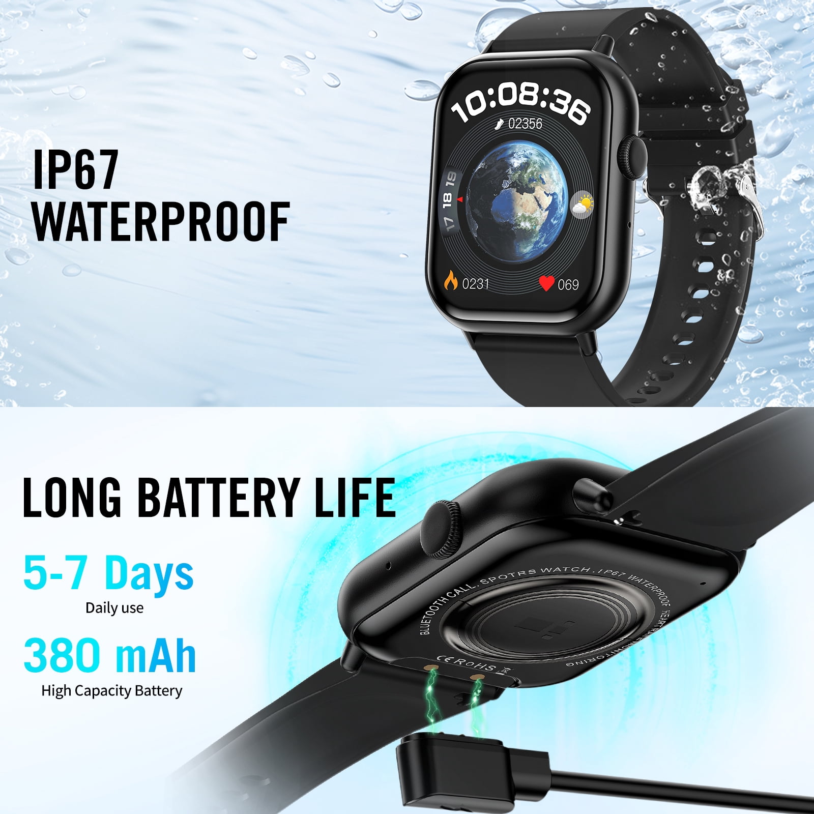 2026 New Smart Watch, 2.01'' HD Screen Smartwatch for Men Women, Answer/Make/Message, 100+ Sports Modes, IP67 Waterproof Compatible with Android and Iphone - Image 5