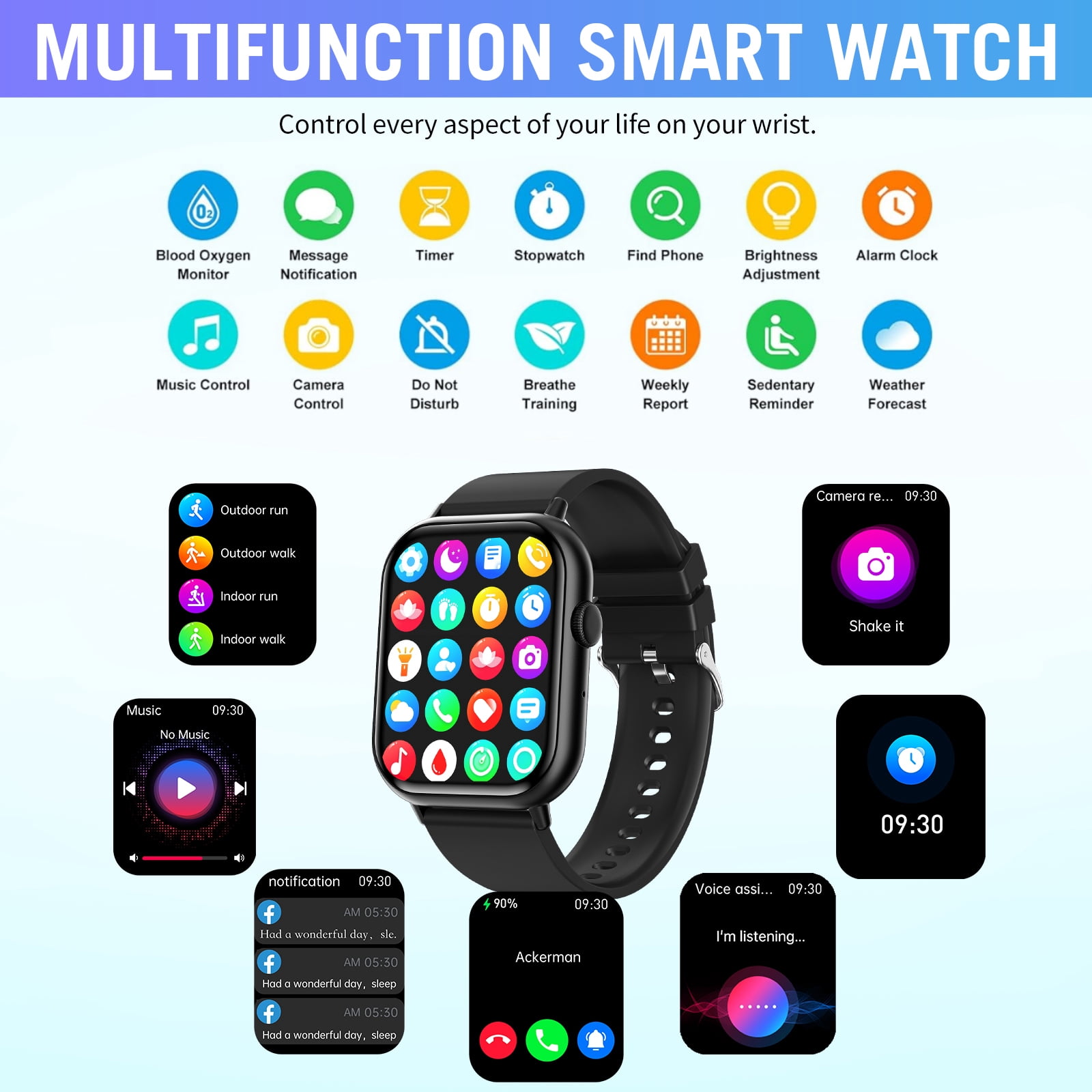 2026 New Smart Watch, 2.01'' HD Screen Smartwatch for Men Women, Answer/Make/Message, 100+ Sports Modes, IP67 Waterproof Compatible with Android and Iphone - Image 3