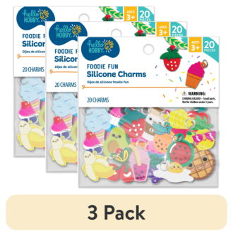 (3 pack) Hello Hobby Silicone Charms for Crafts, Foodie Fun, Unisex Child