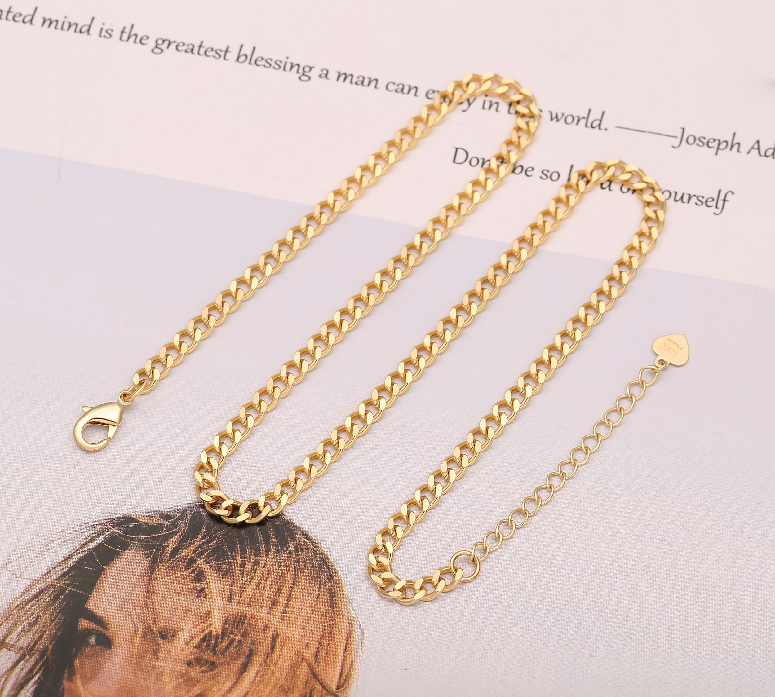 4mm Cuban Chain Link Necklace 18k Gold Plated Curb Chain Choker Minimalist Jewelry for Women Men 16’’ - Image 3