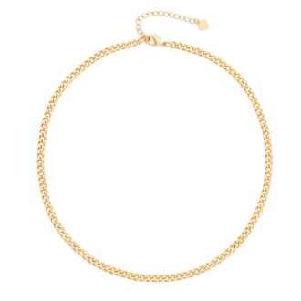 4mm Cuban Chain Link Necklace 18k Gold Plated Curb Chain Choker Minimalist Jewelry for Women Men 16’’