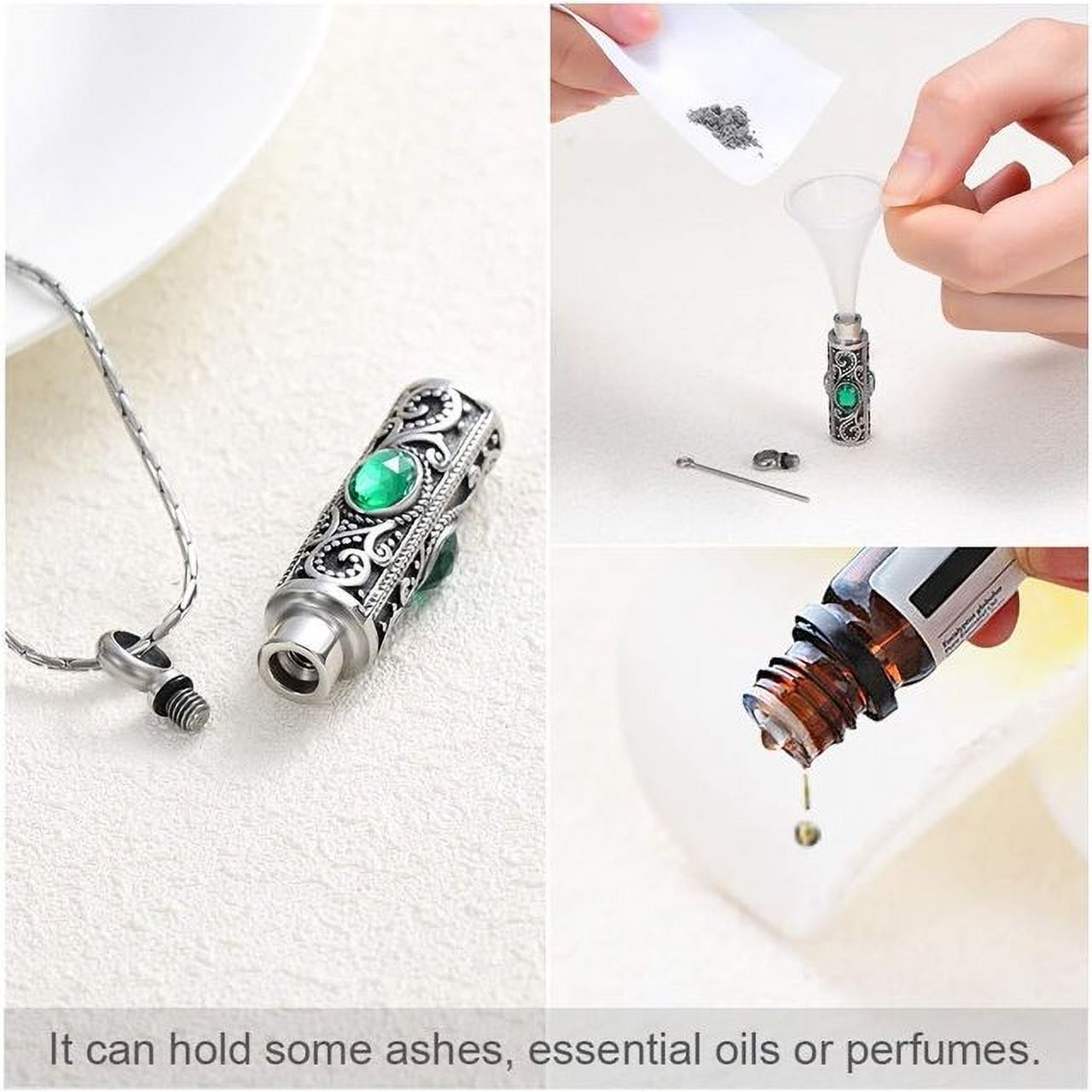 5 Pcs Urn Necklace for Ashes Keepsake Cremation Heart Cross Cubic Jewelry for Ashes Stainless Steel Memorial Locket Ashes Keepsake Necklace for Women Men Loved Ones, 5 Styles - Image 4