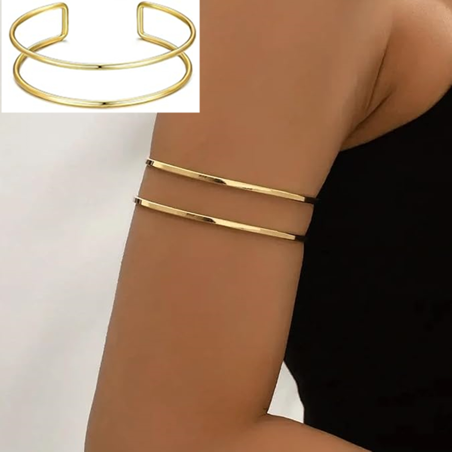 7 Premium Pcs Arm Cuff Jewelry for Women Upper Arm Cuff Bangle Band Armlet Adjustable Arm Cuff Bracelet - Image 3