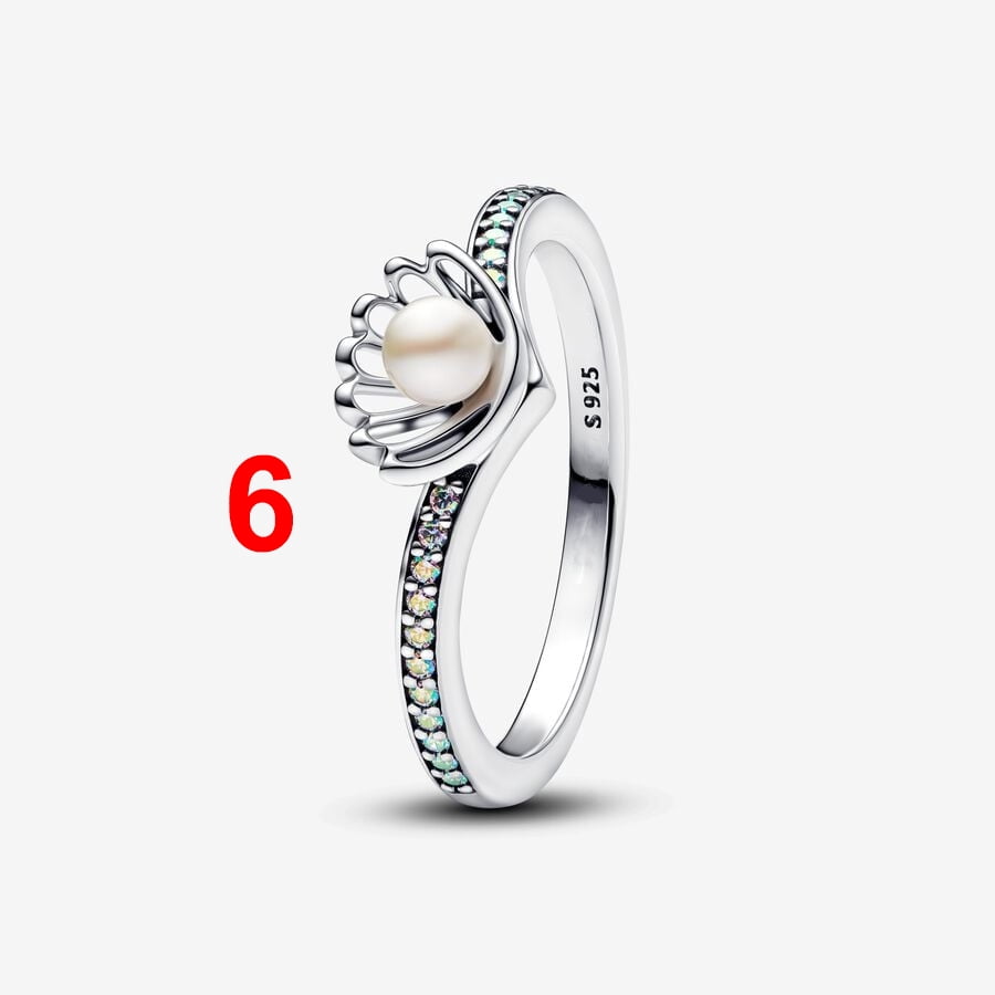 925 Sterling Silver Princess Pearl Ring Women Finger Ring For Party Jewelry - Image 4