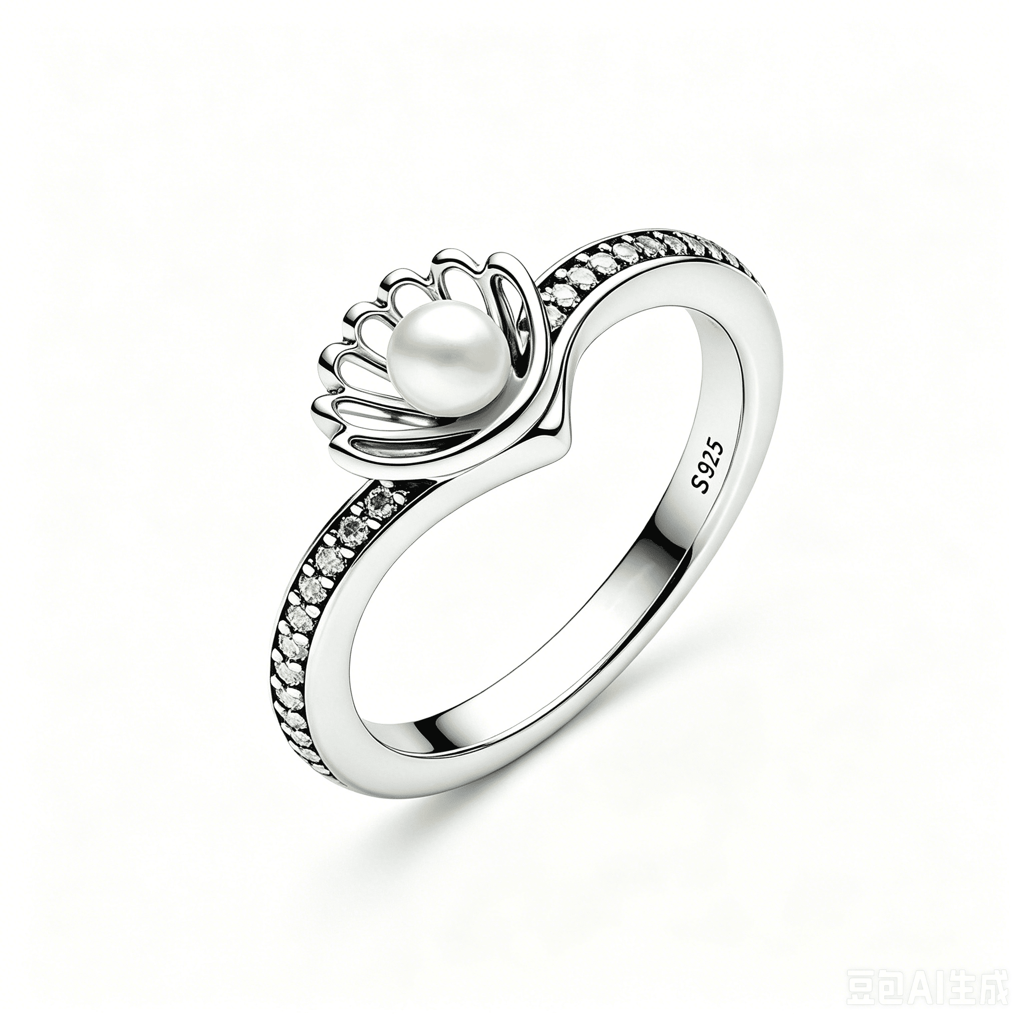 925 Sterling Silver Princess Pearl Ring Women Finger Ring For Party Jewelry - Image 2