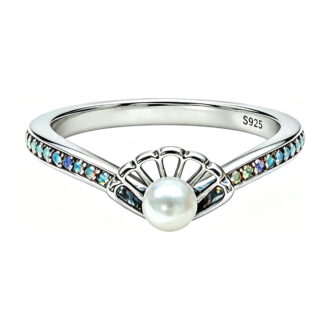 925 Sterling Silver Princess Pearl Ring Women Finger Ring For Party Jewelry