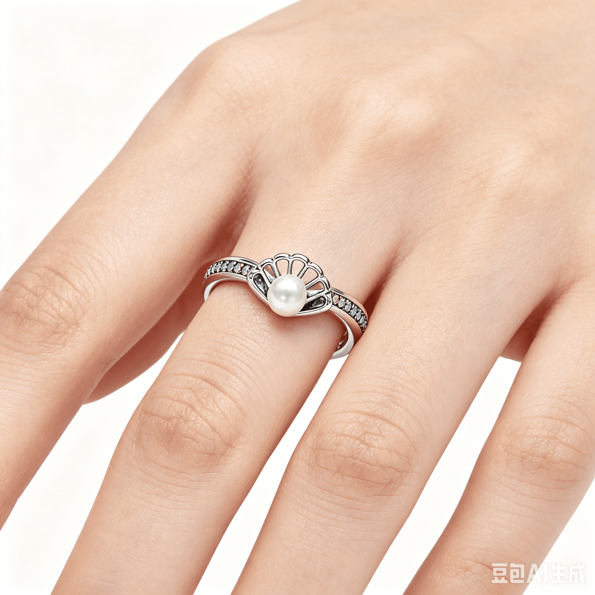 925 Sterling Silver Princess Pearl Ring Women Finger Ring For Party Jewelry - Image 5