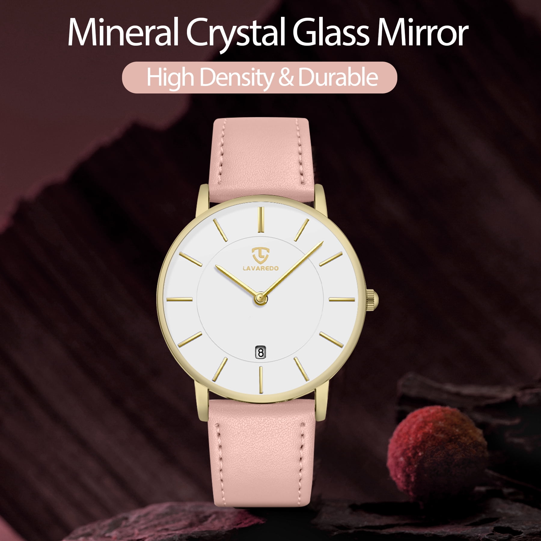 A ALPS Woman Watches Simple Watch for Woman Analog Ultra Thin Minimalist Wristwatches with Leather Strap Gifts for Women - Image 2