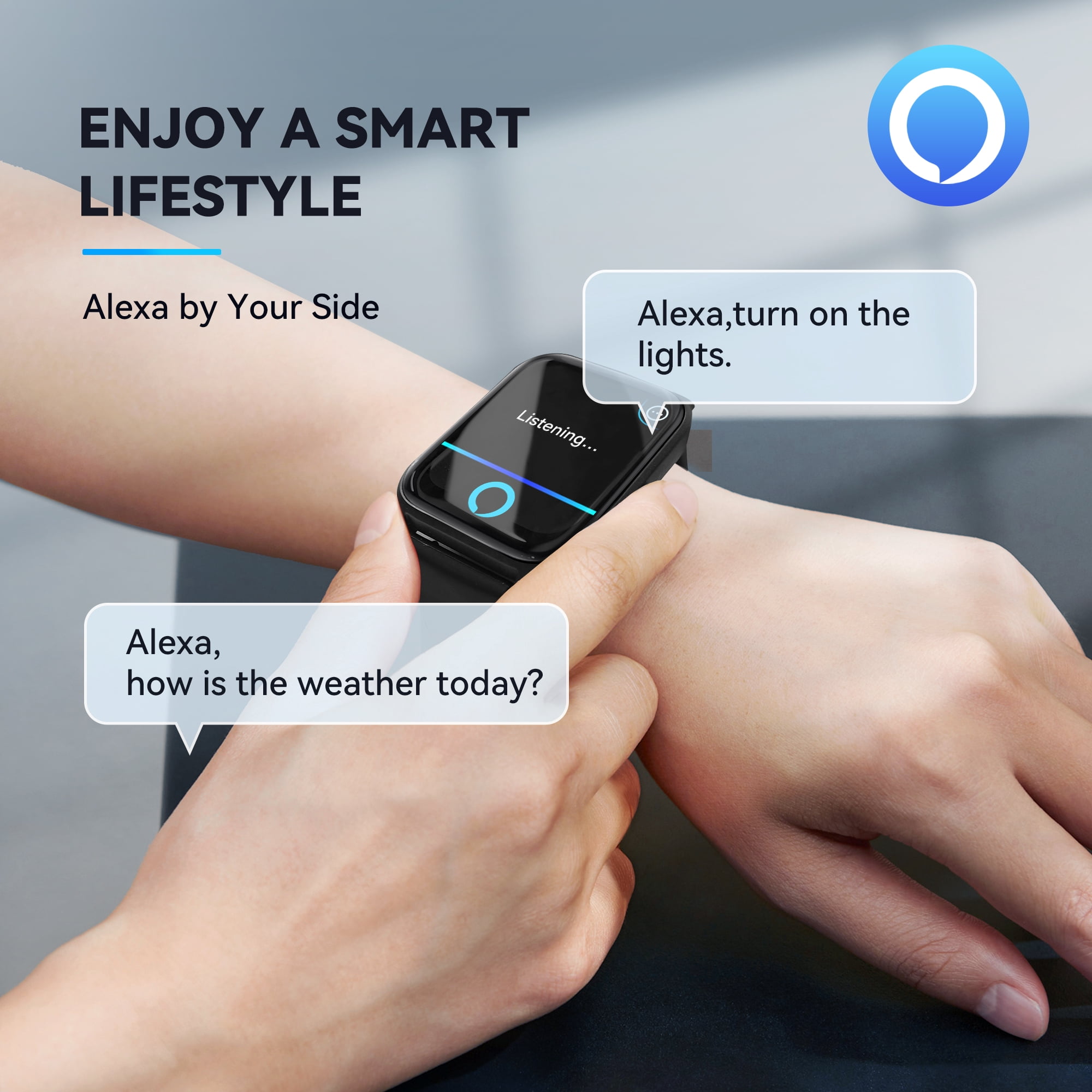 ACHOICE Smart Watch for Women Men, 1.8-inch fits for Android and Iphone Devices, with Answer/Make Calls/100+ Sport Modes, Fitness Tracker Watches (Black) - Image 3