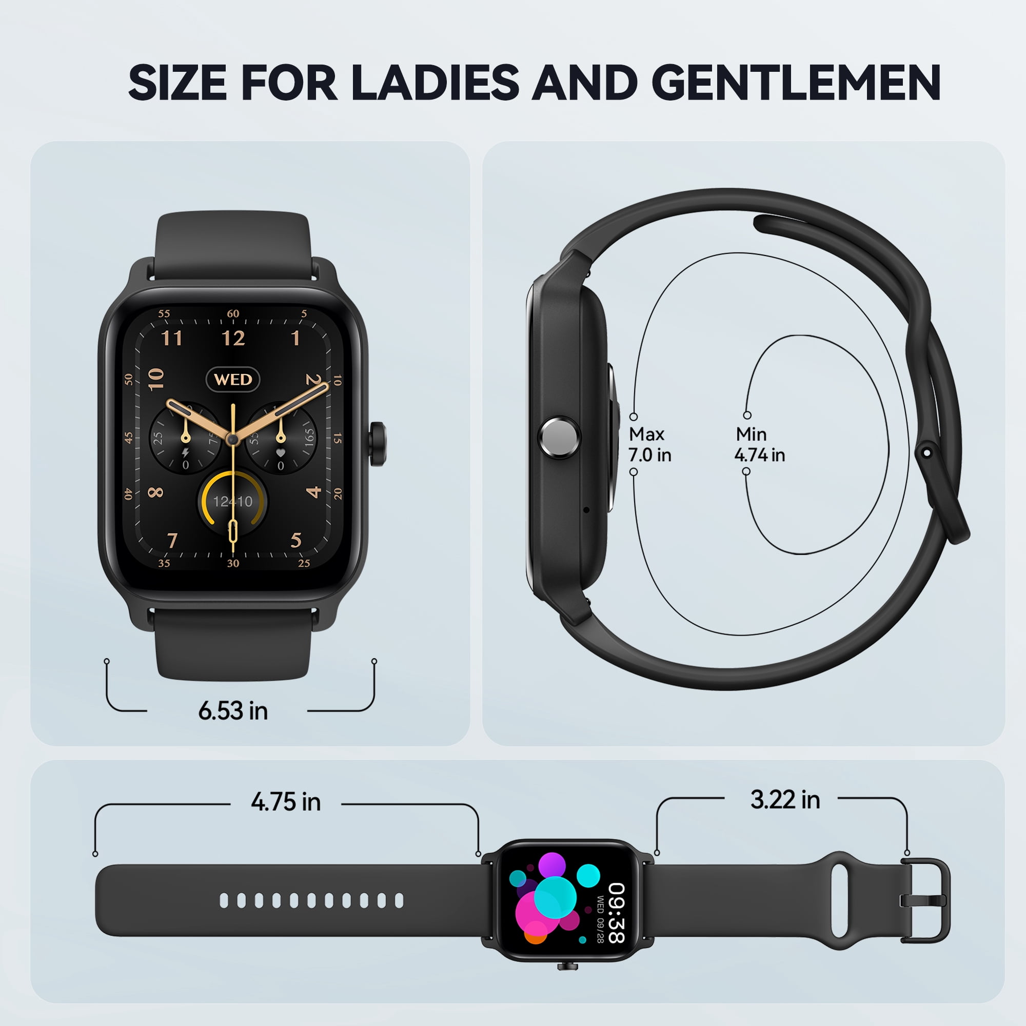 ACHOICE Smart Watch for Women Men, 1.8-inch fits for Android and Iphone Devices, with Answer/Make Calls/100+ Sport Modes, Fitness Tracker Watches (Black) - Image 5