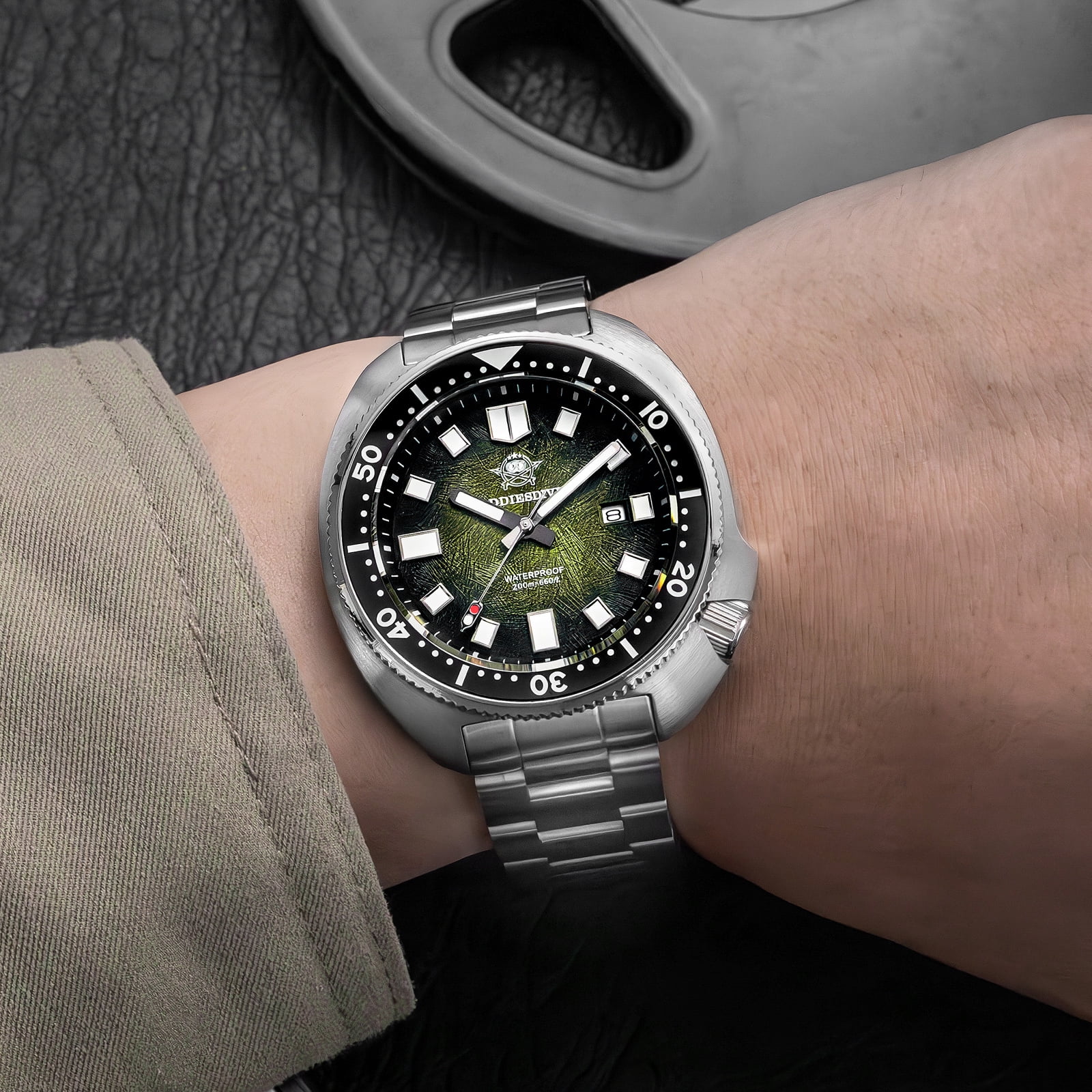ADDIESDIVE AD2511 200M Diver Watch, 43.8mm Stainless Steel Ceramic Bezel Sapphire Glass Luminous Men's Wristwatch - Image 3
