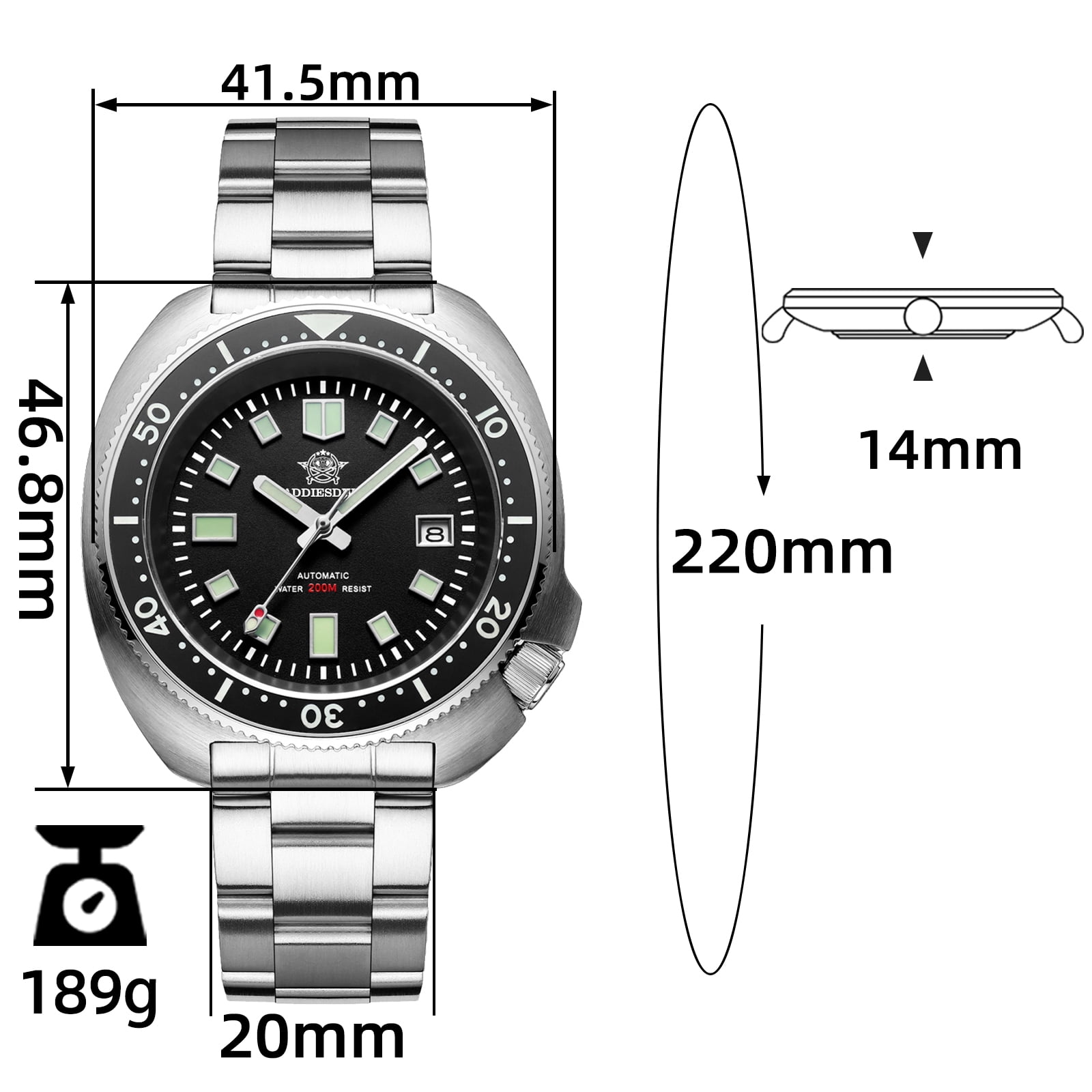 ADDIESDIVE AD2524 Men's Automatic Diver Watch – Japan 8215, Ceramic Bezel, Sapphire Glass, 200m Waterproof - Image 4