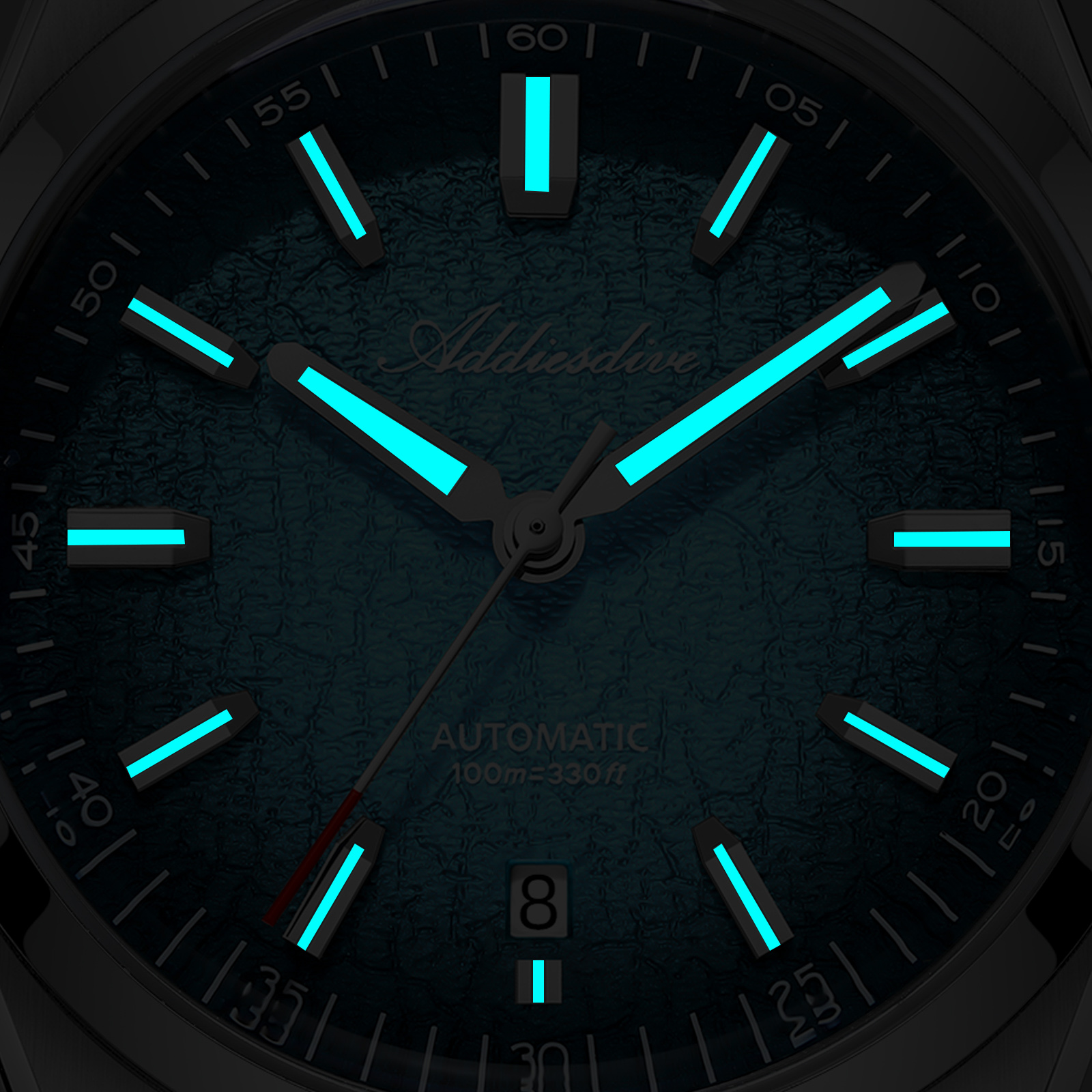 ADDIESDIVE Luxury Men's Automatic Watch - 39mm Japanese Mechanical Dive Watch, 100M Water Resistant with Date & Super Luminous BGW9 Blue, Fluoroelastomer Strap AD2531 - Image 5