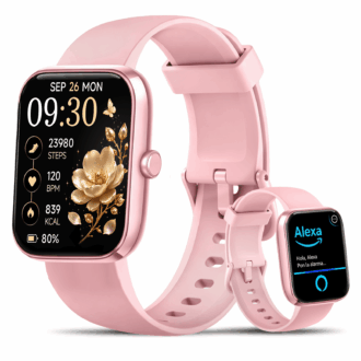 Alexa Smart Watch for Men Women, 1.83" Fitness Watch with Bluetooth 5.3 (Answer/Make Call), IP68 Waterproof Fitness Tracker Women Men, 100+ Sports Activity Tracker for Android & iOS, Pink