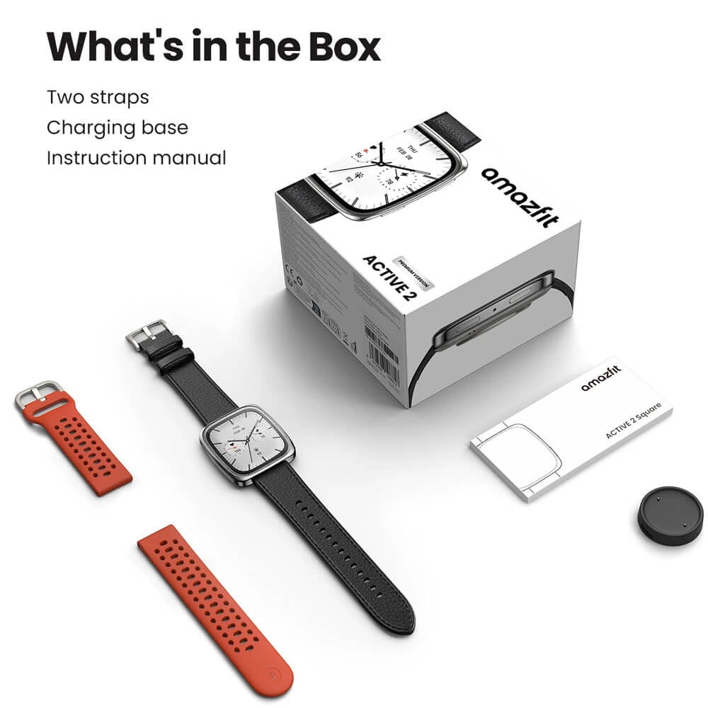 Amazfit Active 2 (Square) Smart Watch - Black Leather - Image 5