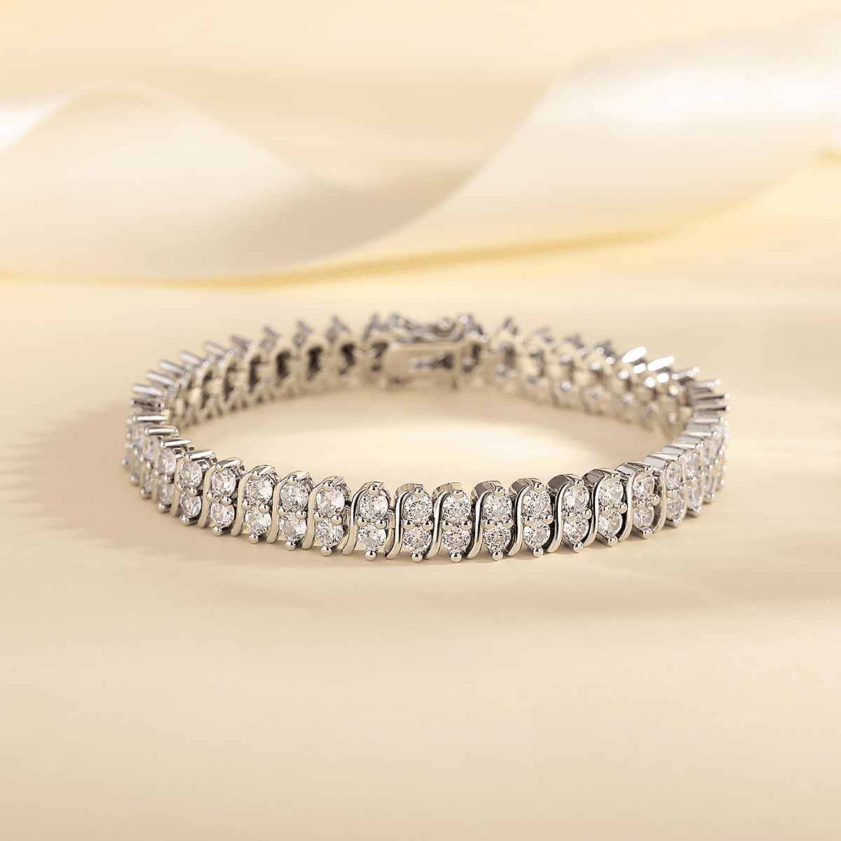 Amy and Annette 18K White Gold Plated Simulated Diamond Tennis Bracelet, Jewelry - Image 4