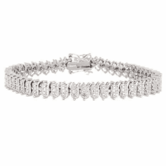 Amy and Annette 18K White Gold Plated Simulated Diamond Tennis Bracelet, Jewelry