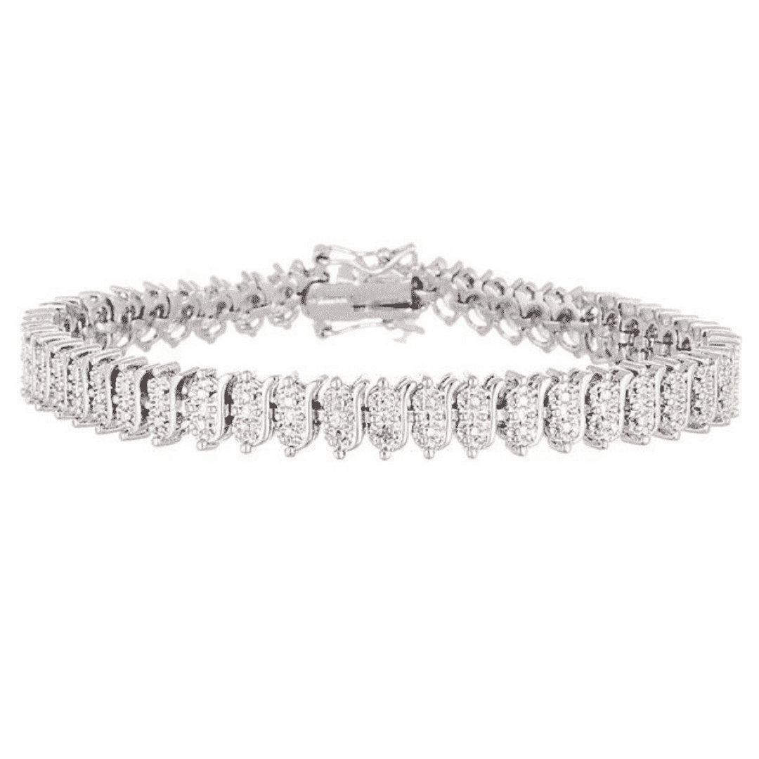 Amy and Annette 18K White Gold Plated Simulated Diamond Tennis Bracelet, Jewelry