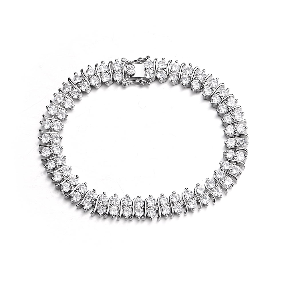 Amy and Annette 18K White Gold Plated Simulated Diamond Tennis Bracelet, Jewelry - Image 2