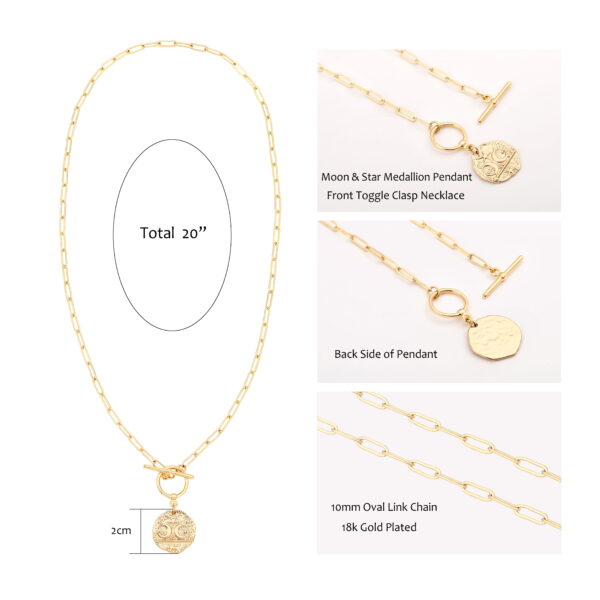 Aobei Pearl Moon and Star Medallion Pendant Necklace