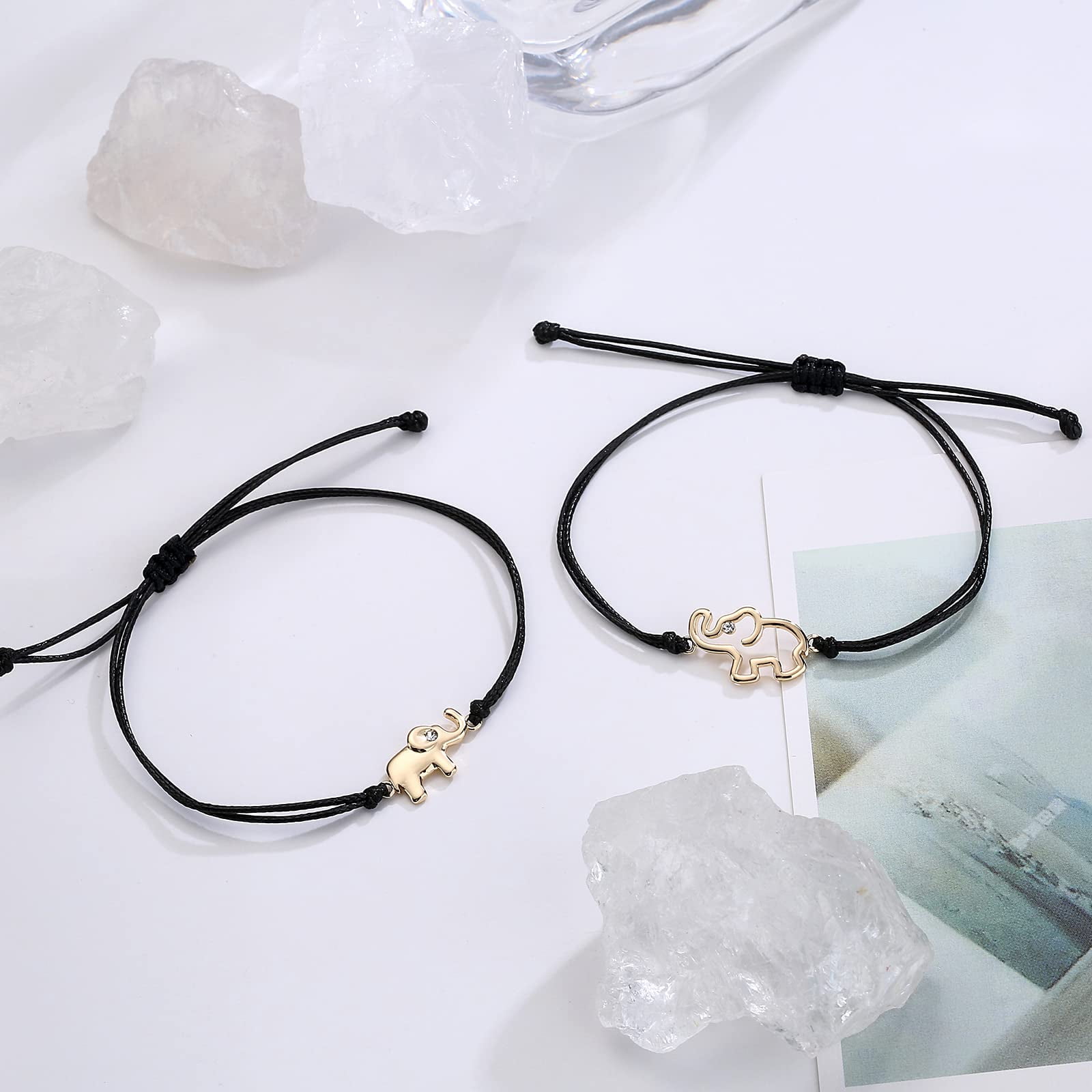 APSVO 18K Gold Plated Elephant Mother Daughter Bracelet Matching Jewelry Set for Women Girls Kids Teen Mom Mommy Fashion Accessories Stuff Age Birthday Graduation Mothers Day Jewelry Gifts - Image 3