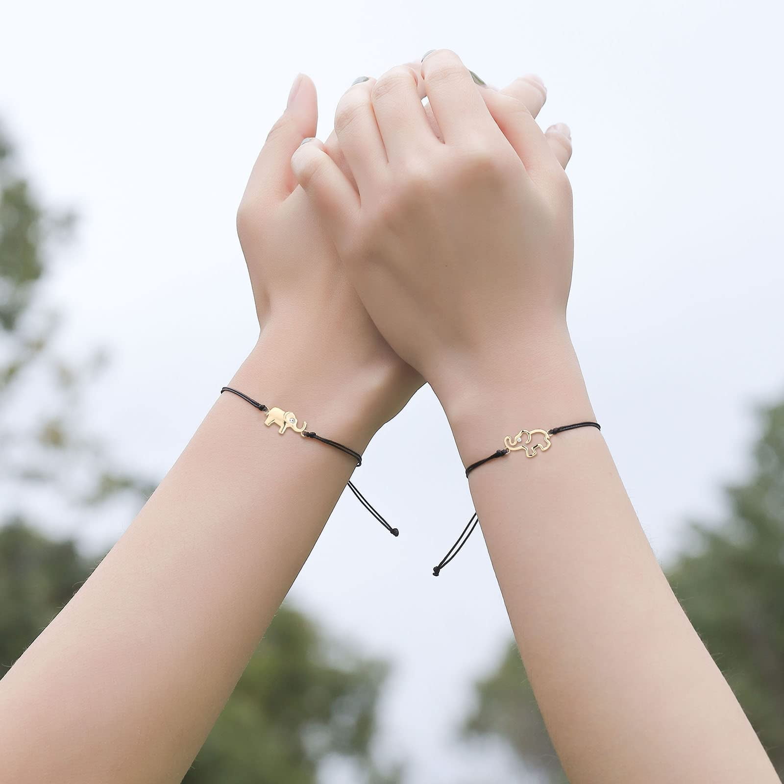 APSVO 18K Gold Plated Elephant Mother Daughter Bracelet Matching Jewelry Set for Women Girls Kids Teen Mom Mommy Fashion Accessories Stuff Age Birthday Graduation Mothers Day Jewelry Gifts - Image 5
