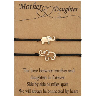 APSVO 18K Gold Plated Elephant Mother Daughter Bracelet Matching Jewelry Set for Women Girls Kids Teen Mom Mommy Fashion Accessories Stuff Age Birthday Graduation Mothers Day Jewelry Gifts