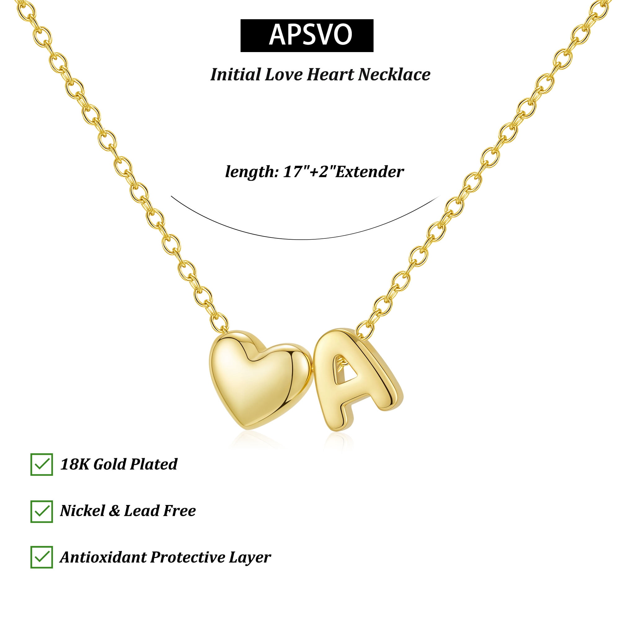 APSVO 18K Gold Plated Love Heart Initial Necklaces for Women Girls Letter S Pendant Chain Birthday Graduation Jewelry Gifts Teen Mom Her Wife Kids Female Lady Daughter Age Ideas - Image 3