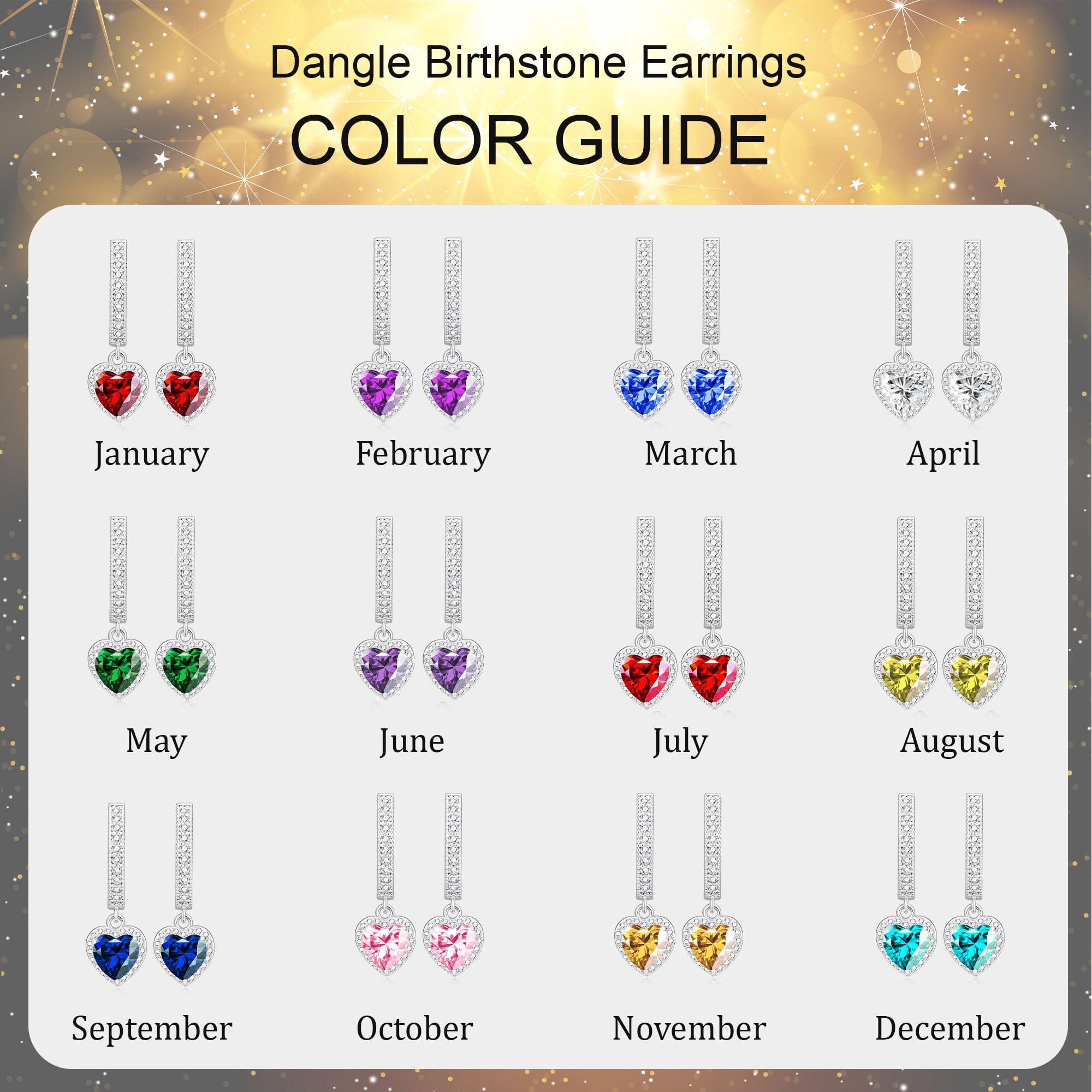 APSVO 18K White Gold Plated Love Heart Drop Earrings for Women Girls S925 Sterling Silver Post April Birthstone Earrings with CZ Birthday Graduation Jewelry Gifts Teen Her Mom Adults Kids Ideas - Image 4