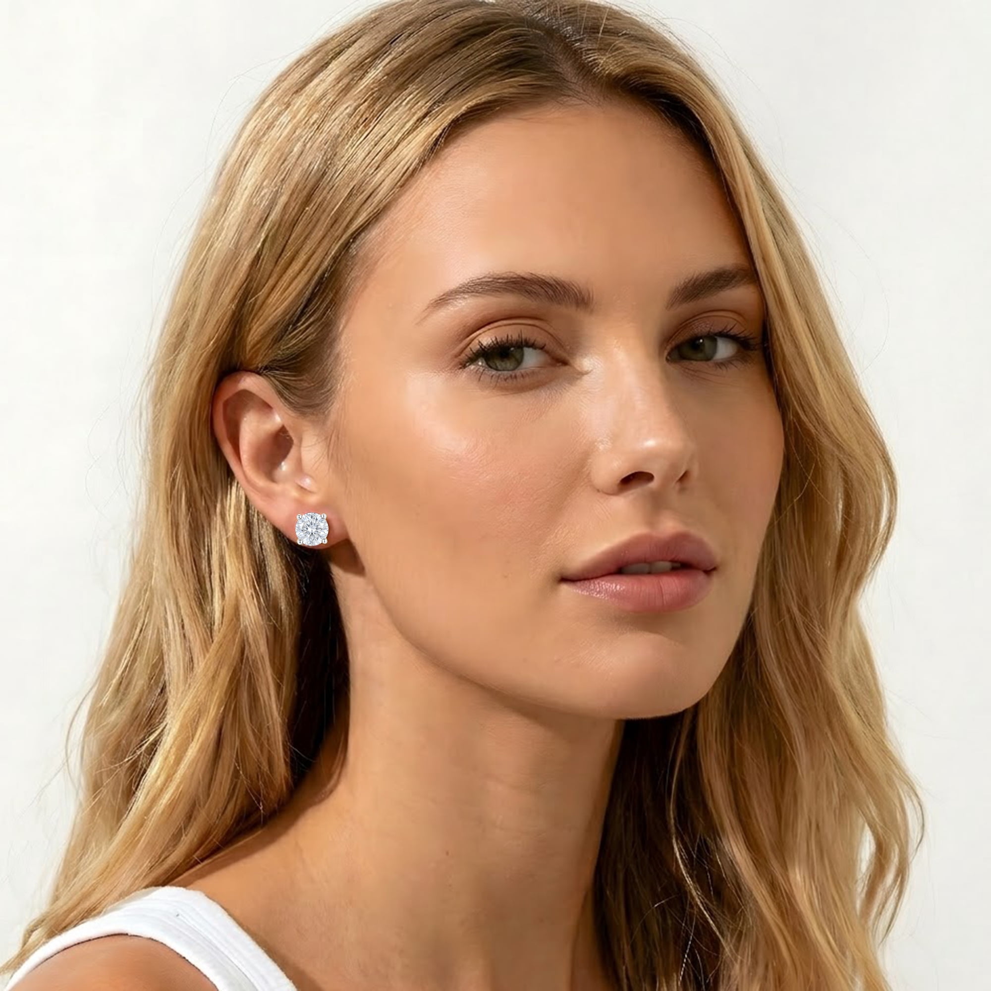 APSVO 5 Pairs 18K White Gold Plated Stud Earrings for Women S925 Sterling Silver Post April Birthstone Earrings Set with CZ Crystal Birthday Mother's Day Jewelry Gifts Mom Wife Age Ideas - Image 2
