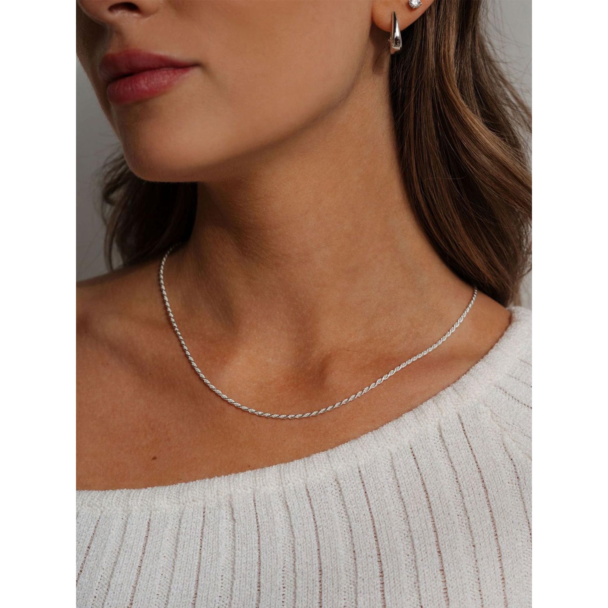 APSVO S925 Sterling Silver Plated Chains for Women 1.5mm Non-tarnish Rope Necklace Birthday Jewelry Gifts Adults Ideas 18 Inch - Image 5