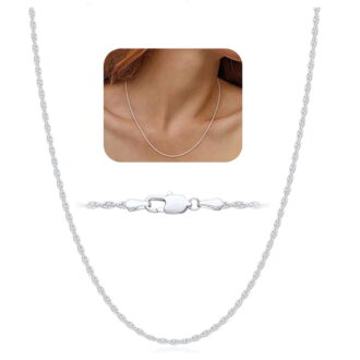 APSVO S925 Sterling Silver Plated Chains for Women 1.5mm Non-tarnish Rope Necklace Birthday Jewelry Gifts Adults Ideas 18 Inch