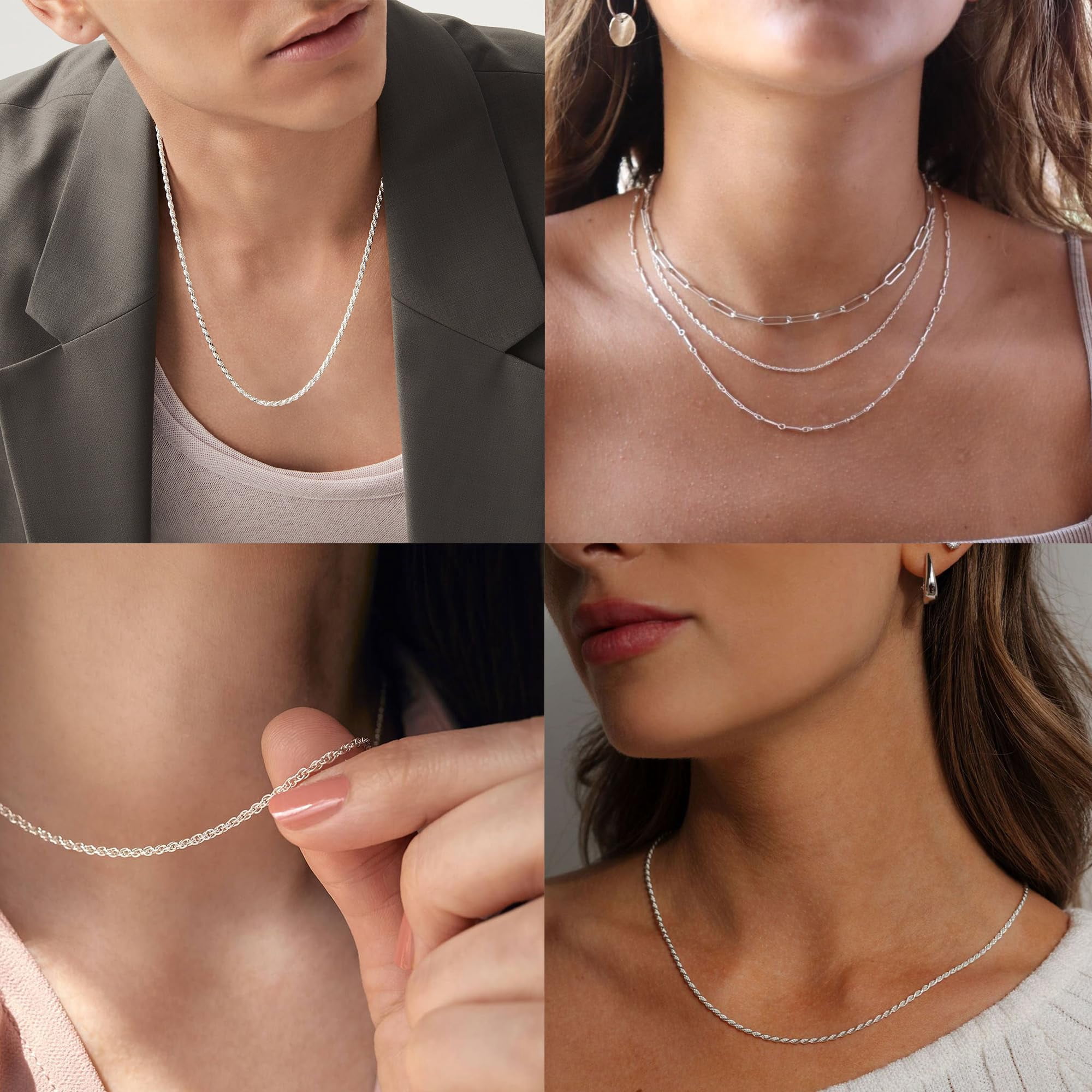 APSVO S925 Sterling Silver Plated Chains for Women 1.5mm Non-tarnish Rope Necklace Birthday Jewelry Gifts Adults Ideas 18 Inch - Image 3