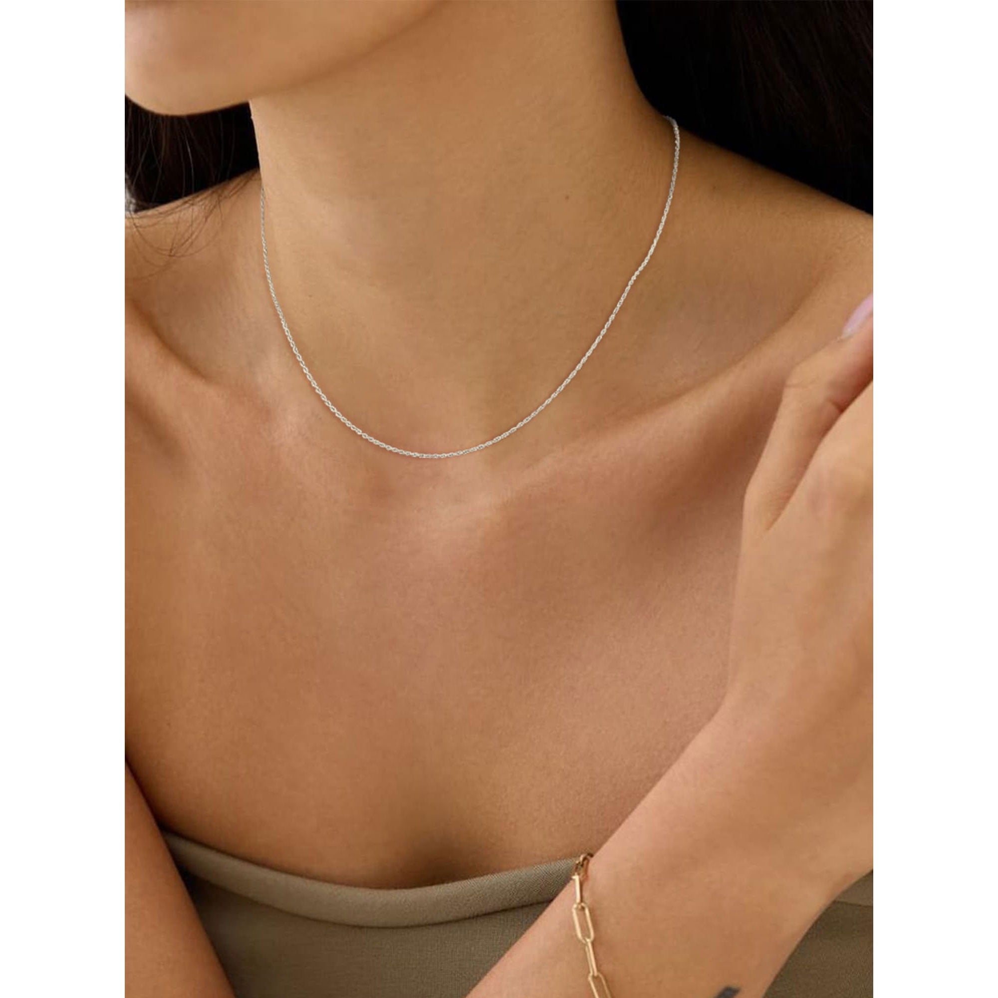 APSVO S925 Sterling Silver Plated Chains for Women 1.5mm Non-tarnish Rope Necklace Birthday Jewelry Gifts Adults Ideas 18 Inch - Image 2