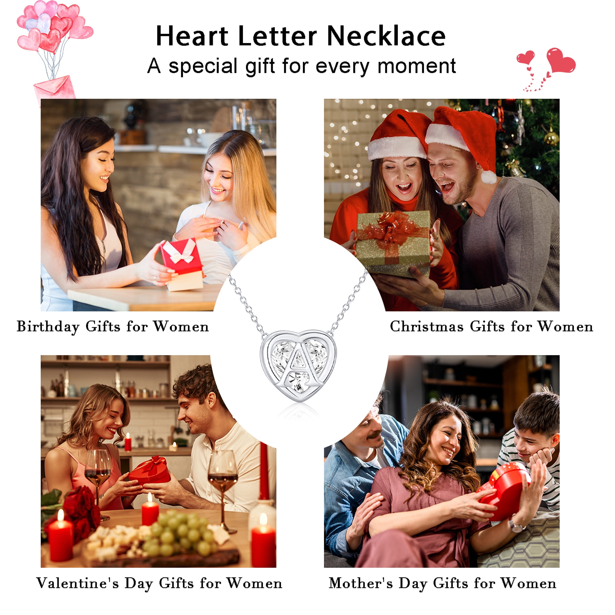 APSVO S925 Sterling Silver Plated Love Heart Initial Necklaces for Women Girls CZ Letter A Pendant Chain Birthday Birthday Graduation Jewelry Gifts Teen Her Mom Wife Adults Girlfriend Kids Age Ideas - Image 3