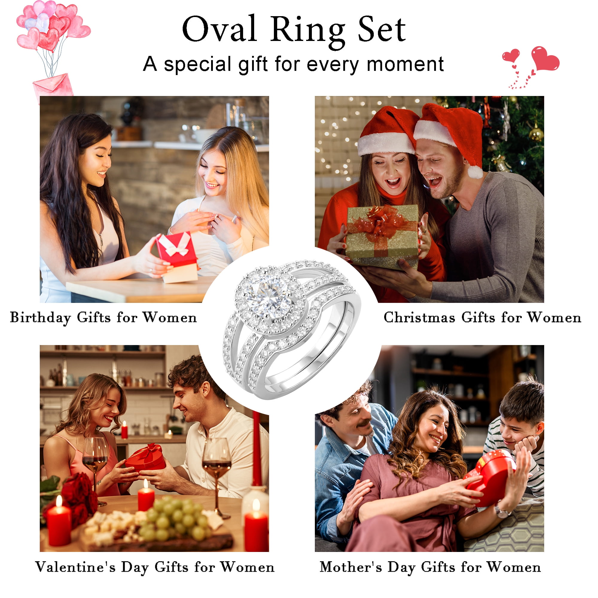 APSVO S925 Sterling Silver Plated Oval Wedding Rings for Women CZ Eternity Promise Band Engagement Rings Set Birthday Mothers Day Jewelry Gifts Her Mom Wife Girlfriend Adults Ideas - Image 5