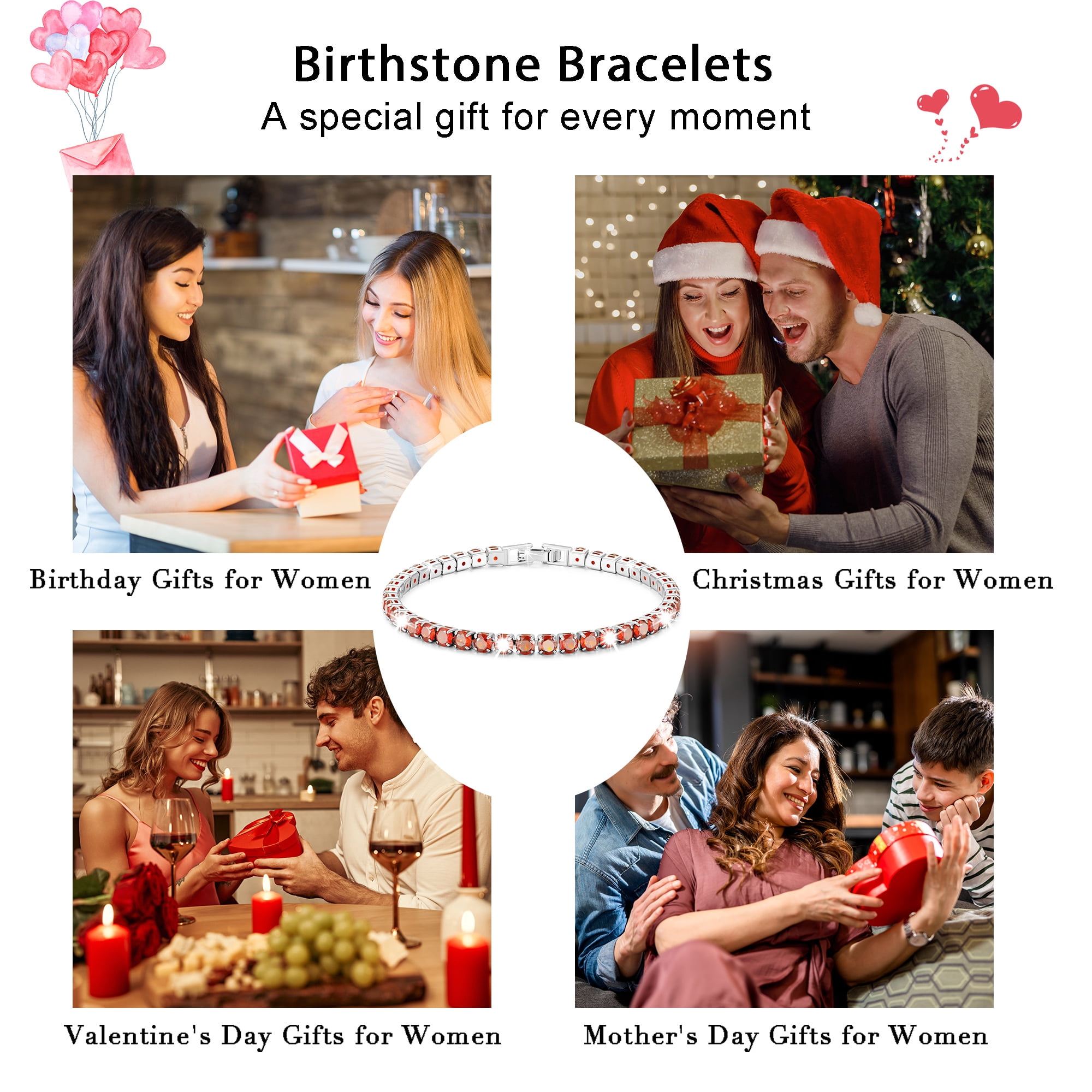 APSVO S925 Sterling Silver Plated Tennis Bracelets for Women Girls CZ April Birthstone Bracelets with Crystal Birthday Graduation Mothers Day Jewelry Gifts Teen Her Mom Adult Kids Ideas - Image 3